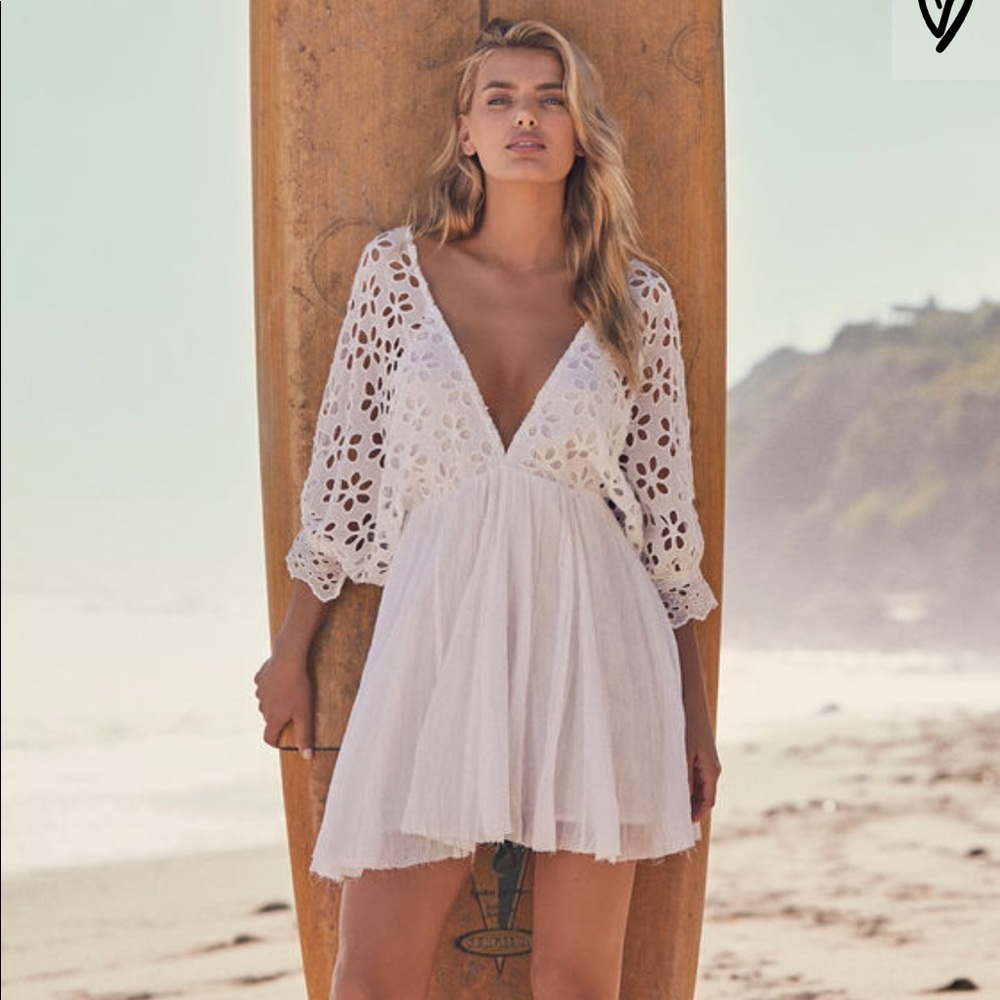 Free People Bella Note White Eyelet Mini Dress